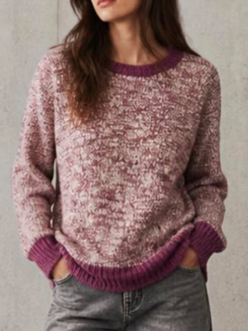 NWOT Raspberry White Wool KnitSweater L fits medium
